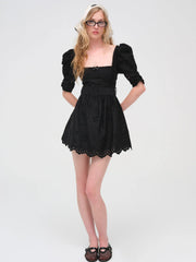Daisy Eyelet Belted Mini Dress