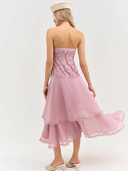 Claudia Rose Lace Strapless Midi Dress