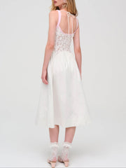 Stacked Blossom Lace Midi Dress