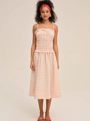 Petal Gingham Midi Dress