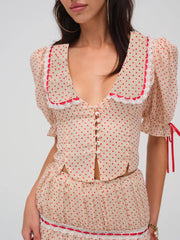 Love Dot Puff Sleeve Top