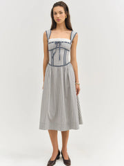 Linen Stripe Midi Dress