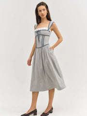 Linen Stripe Midi Dress