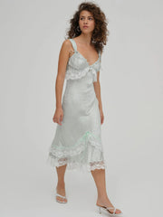 Mint Twist Jacquard Midi Slip Dress