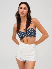 Daisy Eyelet Denim Skort