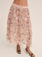 Blushing Rose Midi Skirt