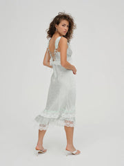 Mint Twist Jacquard Midi Slip Dress