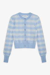 Brushed Gingham Knit Cardigan