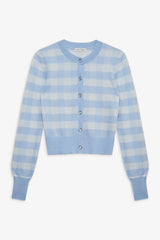 Brushed Gingham Knit Cardigan