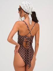 Chocolate Dot One Piece Swimsuit