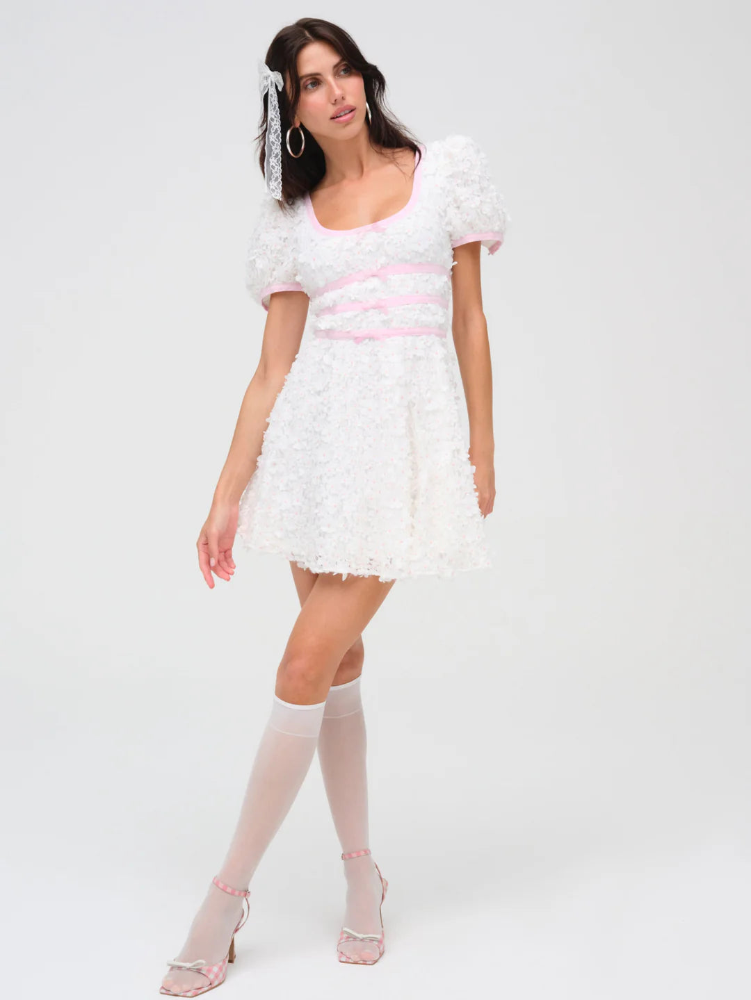 Stacked Blossom Lace Mini Dress