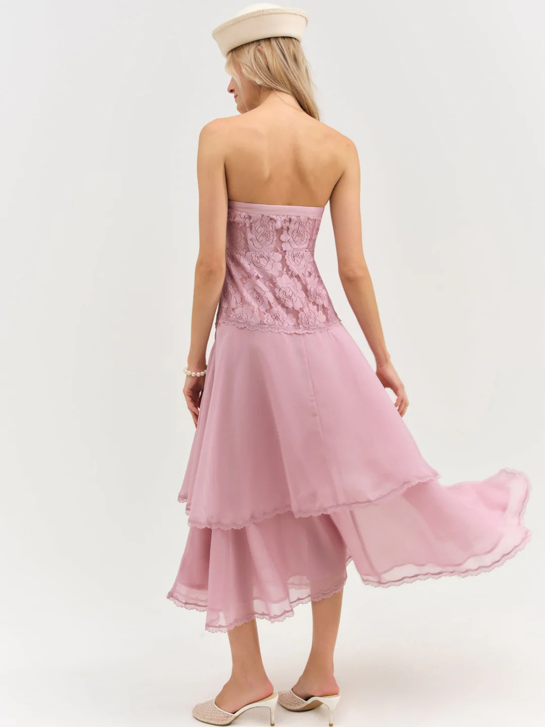 Claudia Rose Lace Strapless Midi Dress