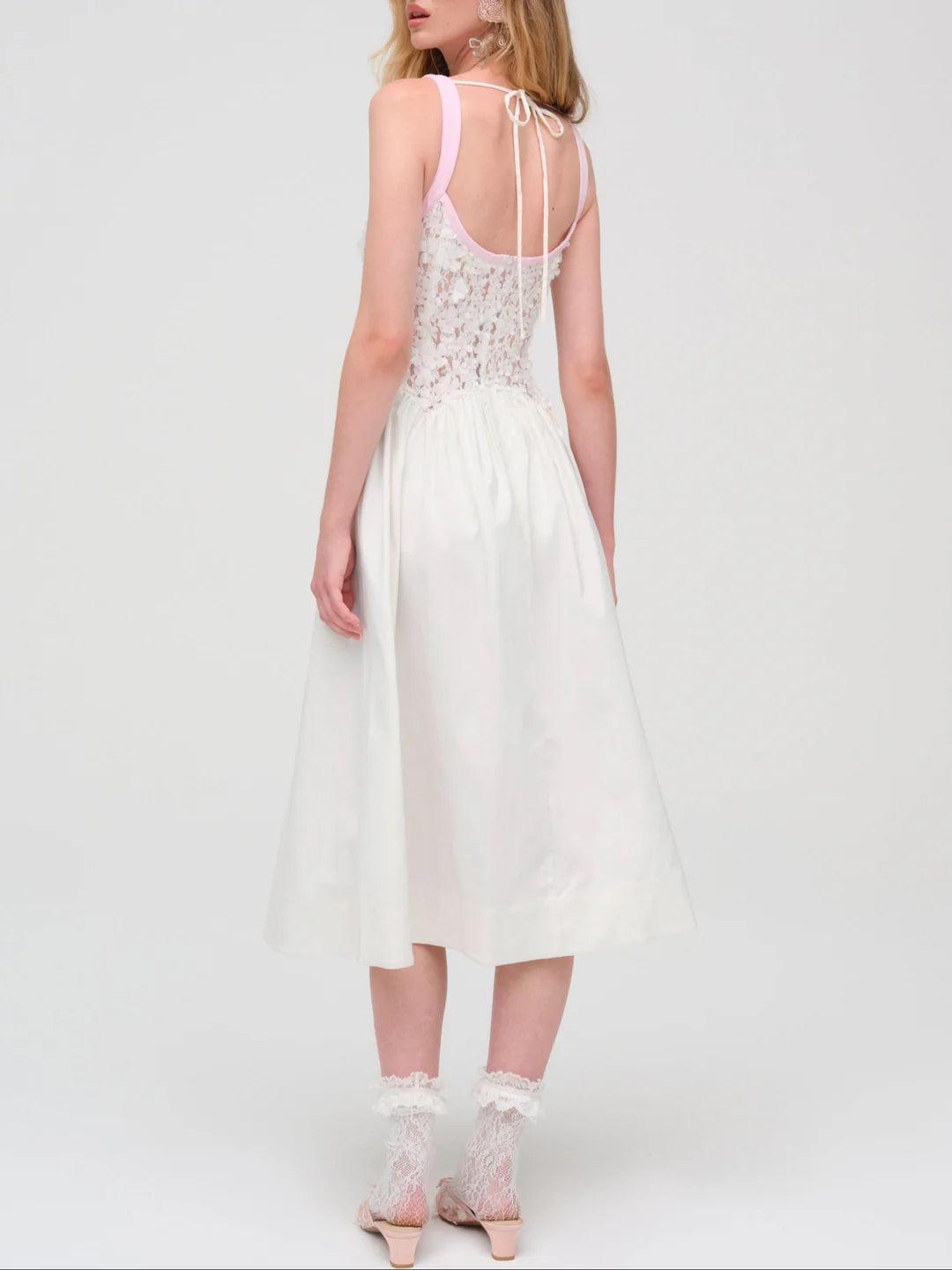 Stacked Blossom Lace Midi Dress