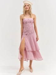 Claudia Rose Lace Strapless Midi Dress