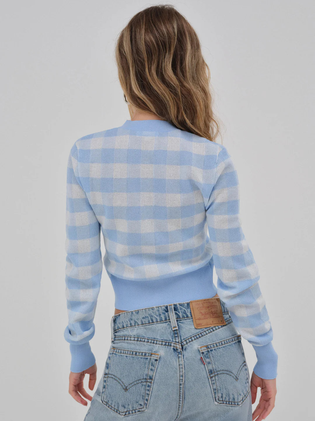 Brushed Gingham Knit Cardigan