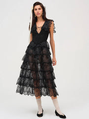 Daisy Eyelet Midi Dress