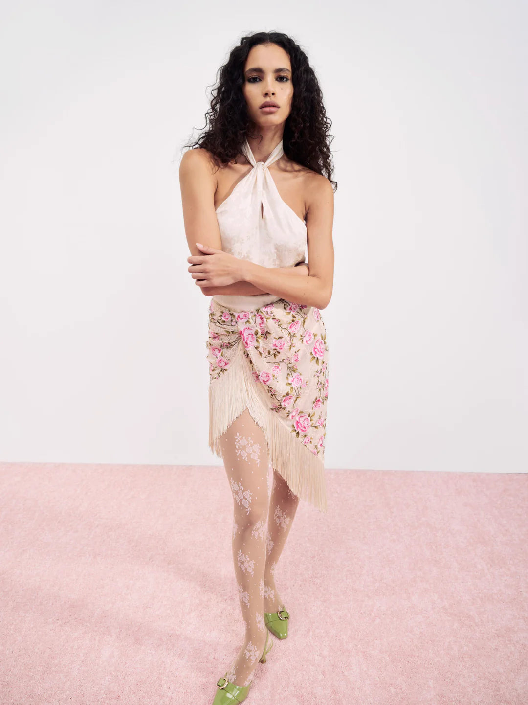 Esme Rose Embroidered Asymmetrical Skirt