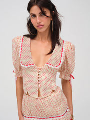 Love Dot Puff Sleeve Top