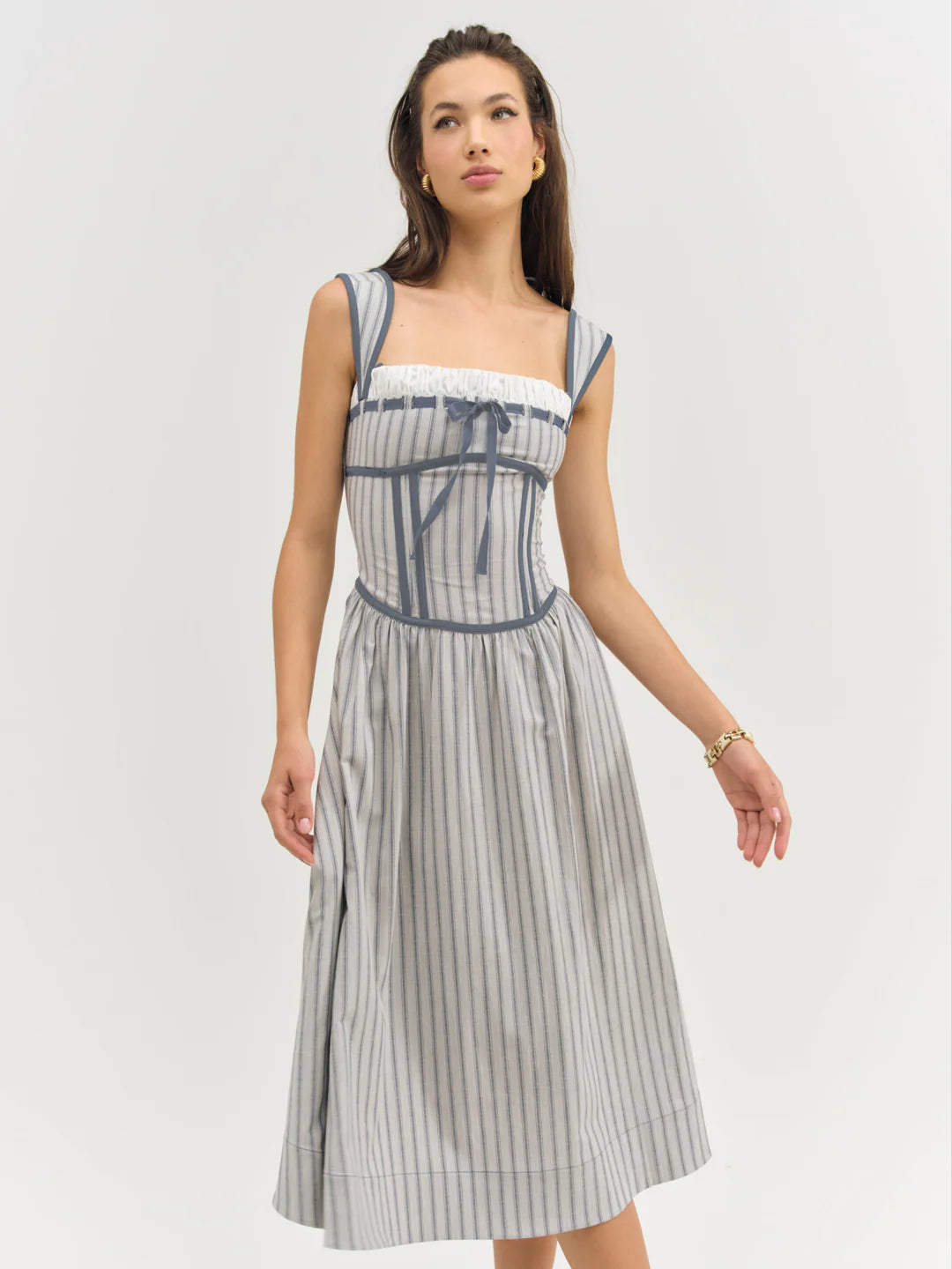 Linen Stripe Midi Dress