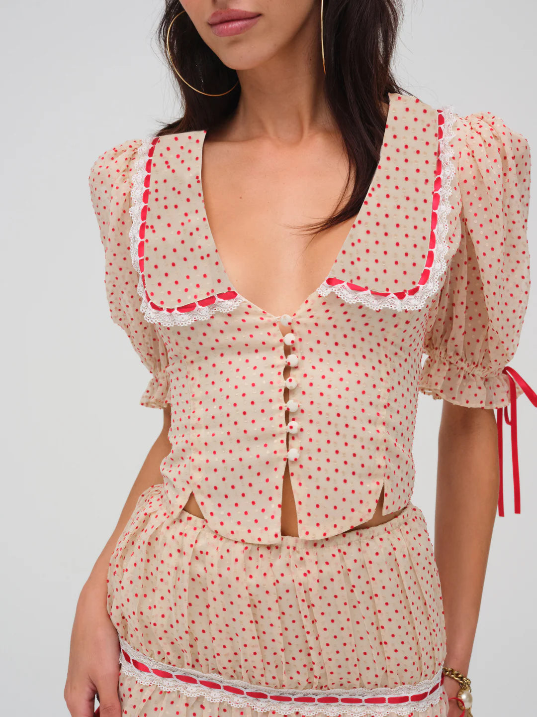 Love Dot Puff Sleeve Top