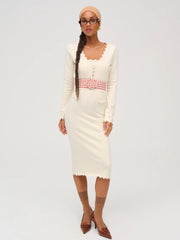 Sisi Scallop Knit Midi Dress