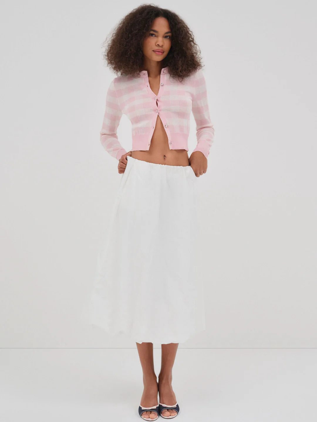 Brushed Gingham Knit Cardigan