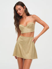 Glitter Grid Mini Skirt