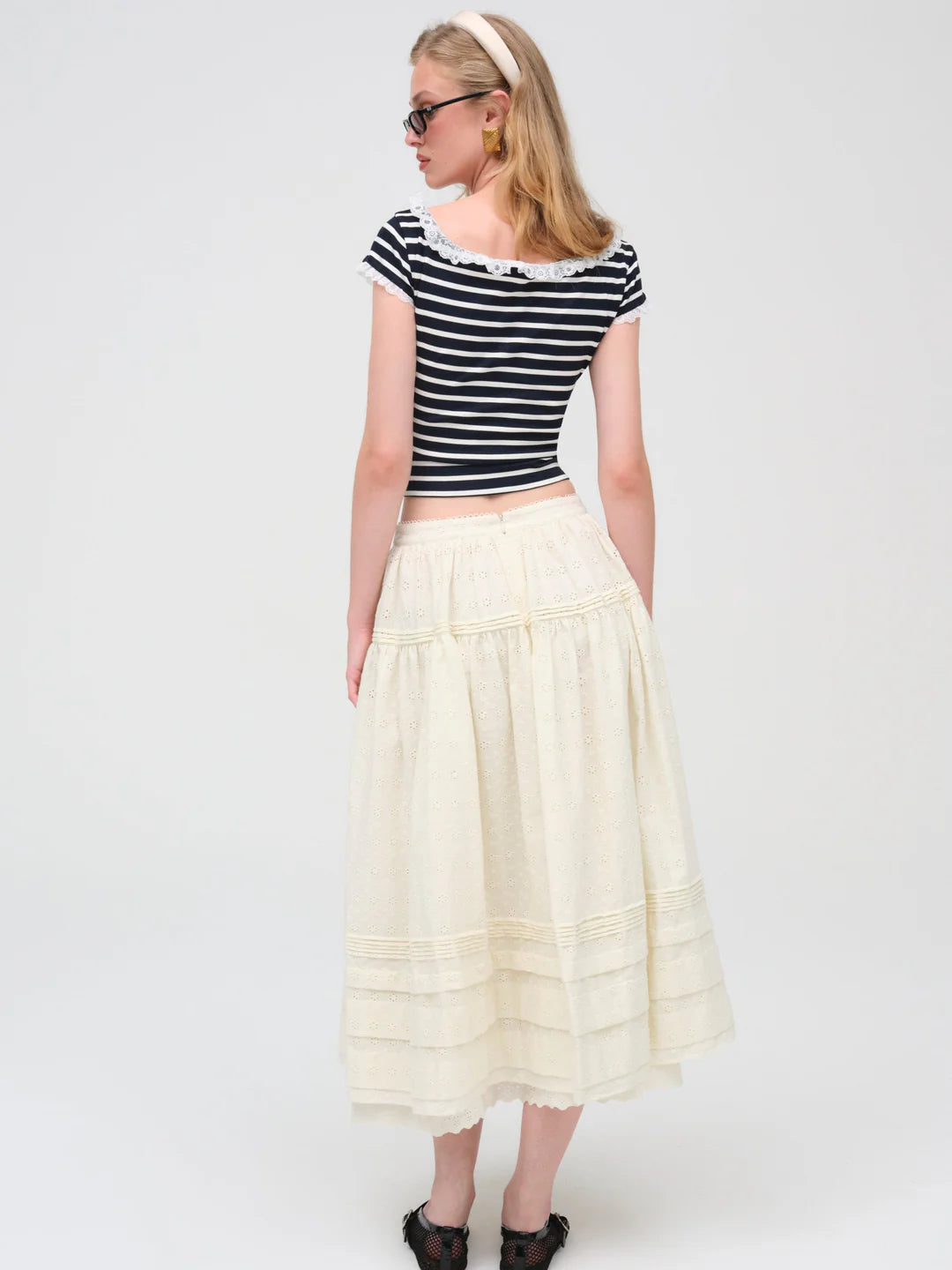 Eyelet Midi Skirt