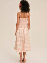Petal Gingham Midi Dress