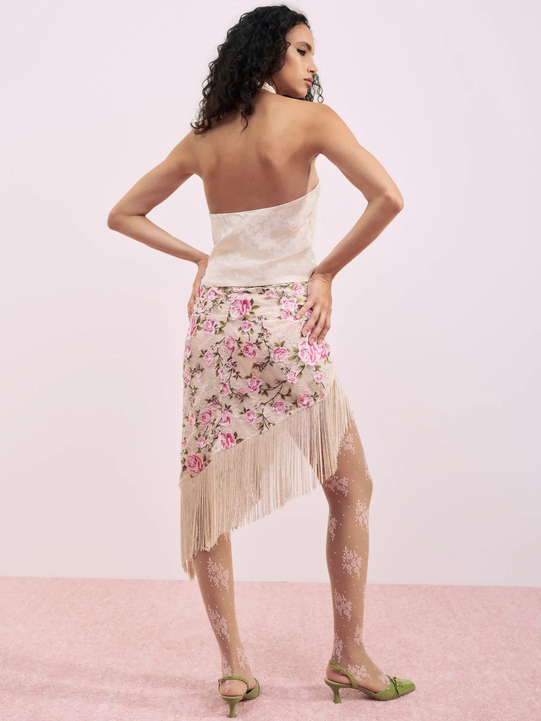 Esme Rose Embroidered Asymmetrical Skirt