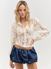 Claudia Rose Lace Button Down Top
