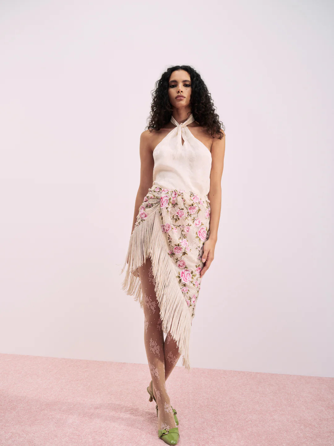 Esme Rose Embroidered Asymmetrical Skirt