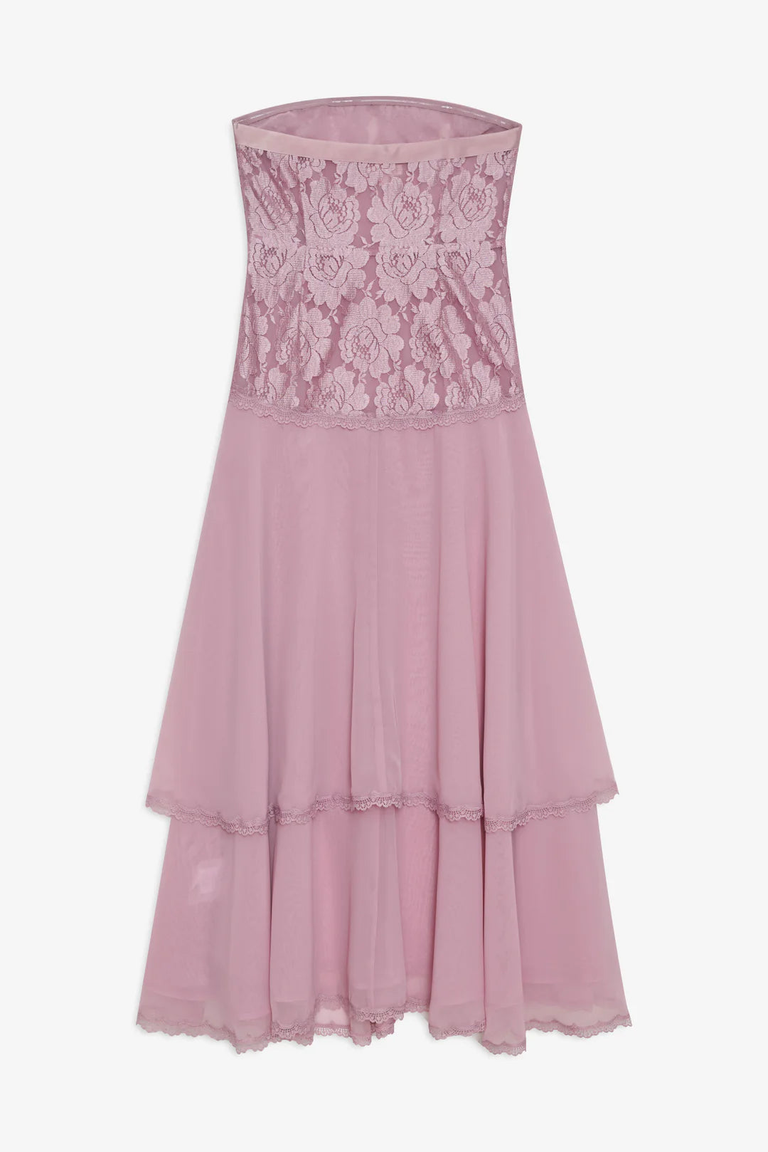 Claudia Rose Lace Strapless Midi Dress