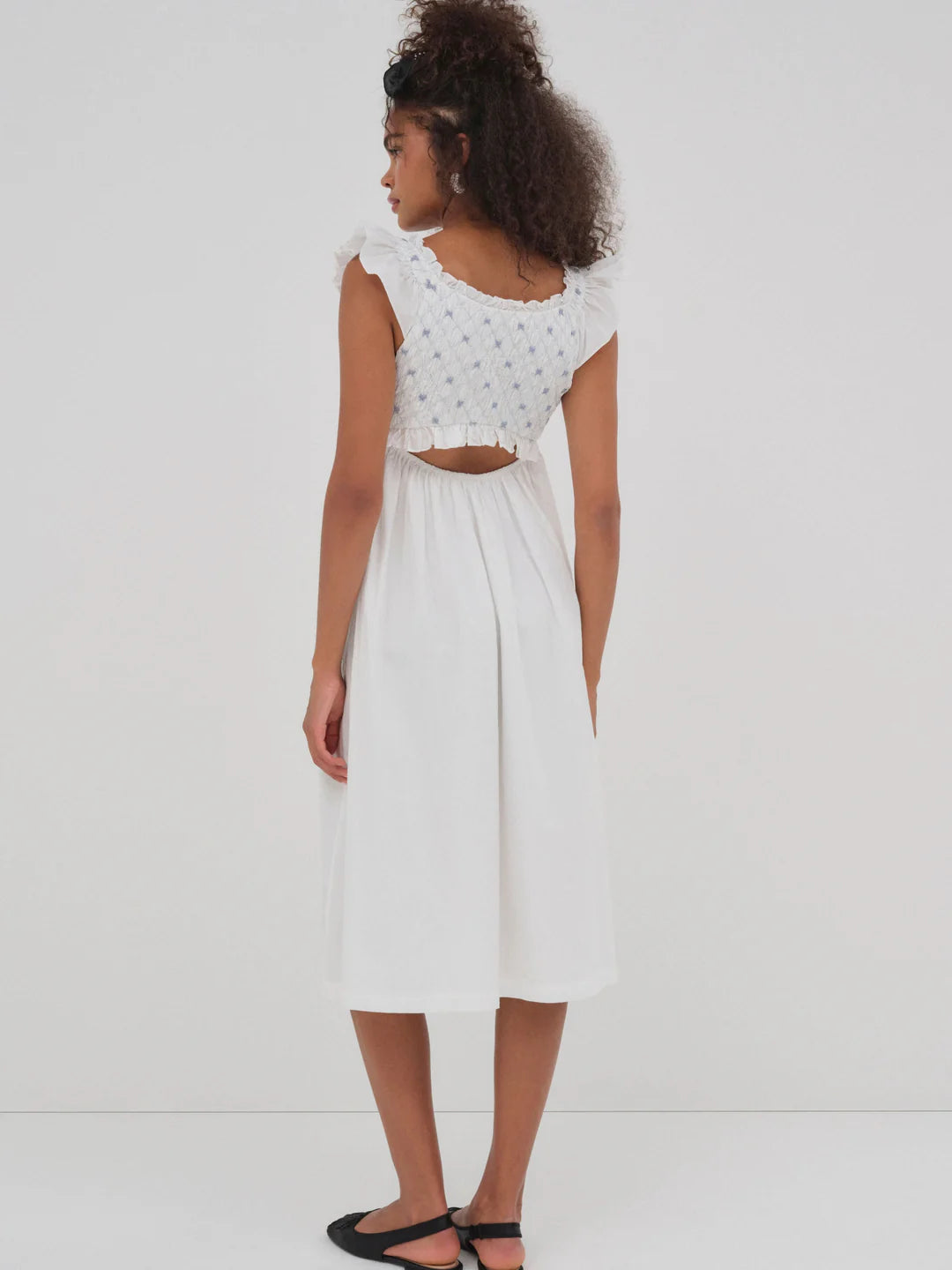 Birdie Bow Smocked Midi Slip Dress