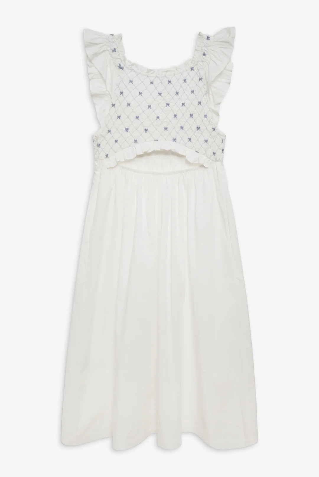 Birdie Bow Smocked Midi Slip Dress