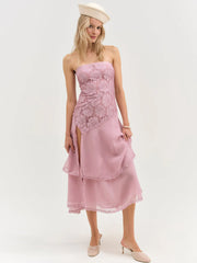 Claudia Rose Lace Strapless Midi Dress