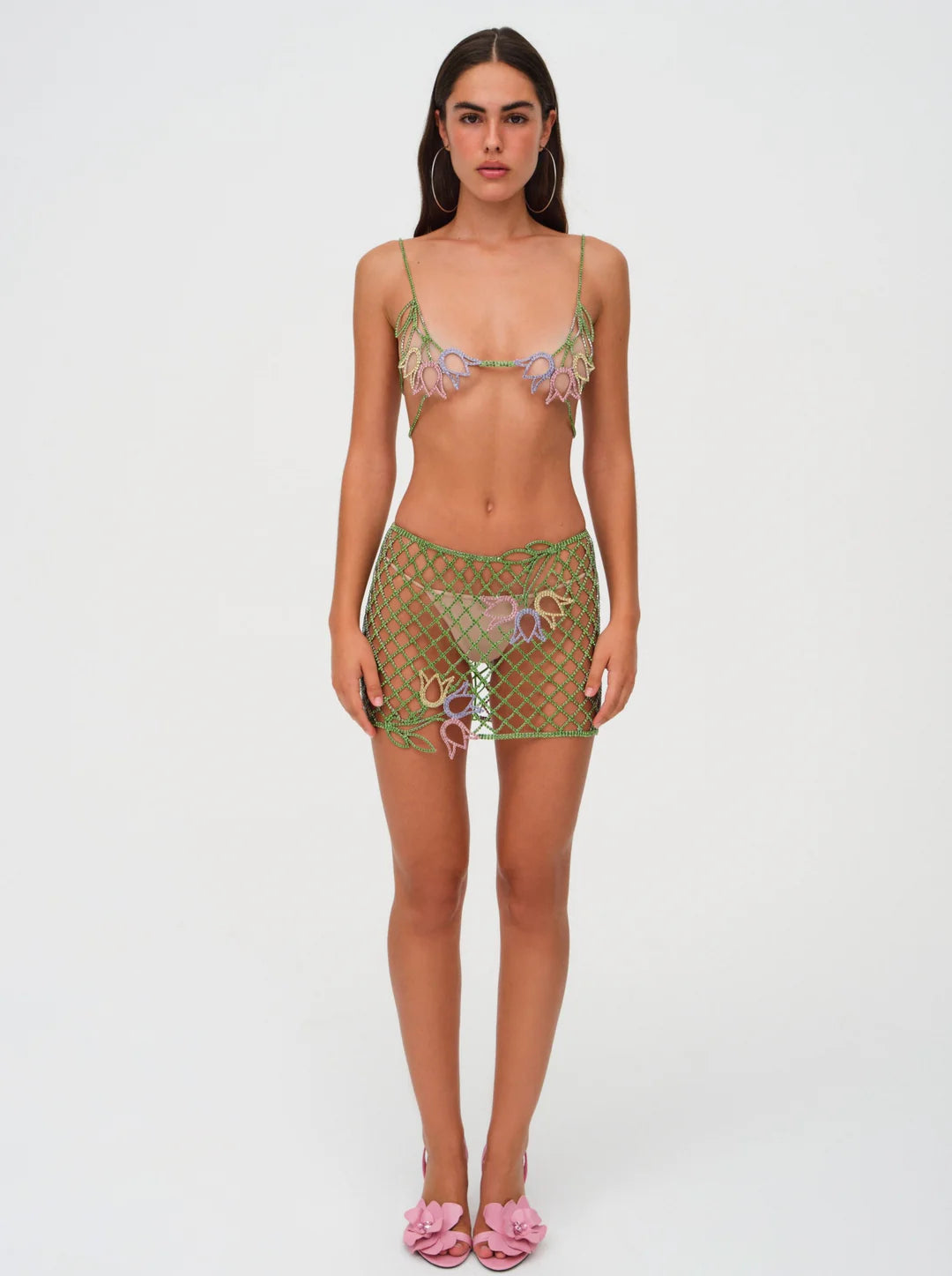 Tulip Grid Rhinestone Skirt