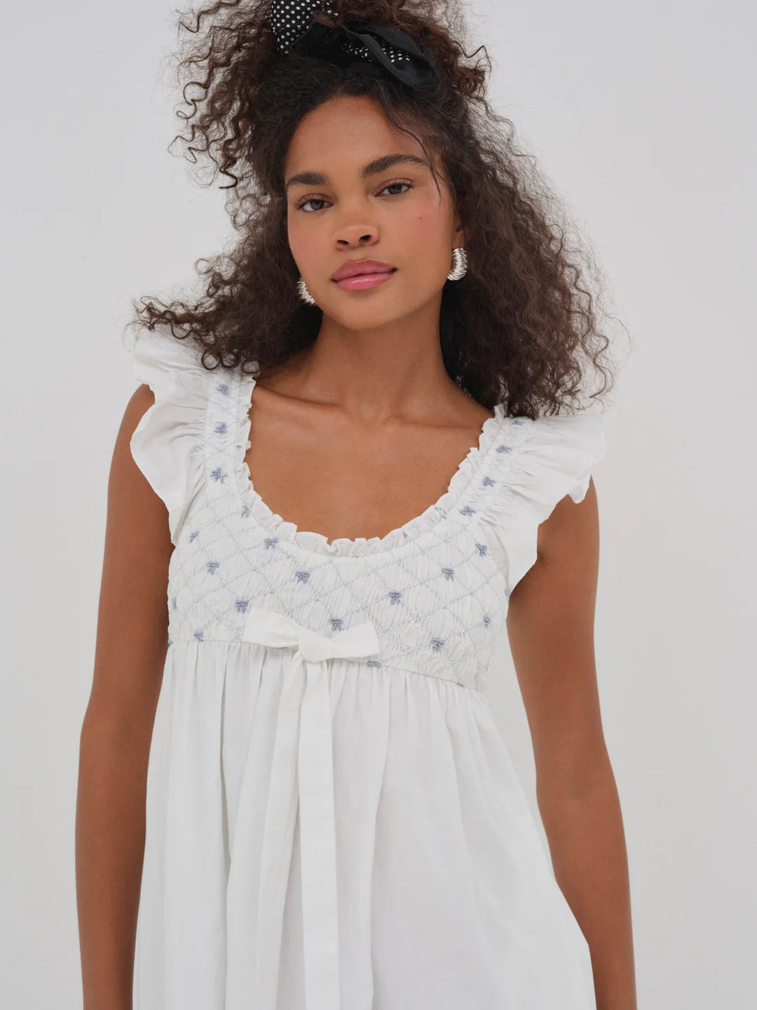 Birdie Bow Smocked Midi Slip Dress
