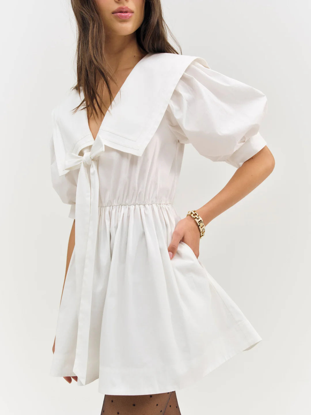 Helena Poplin Puff Sleeve Mini Dress