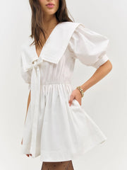 Helena Poplin Puff Sleeve Mini Dress