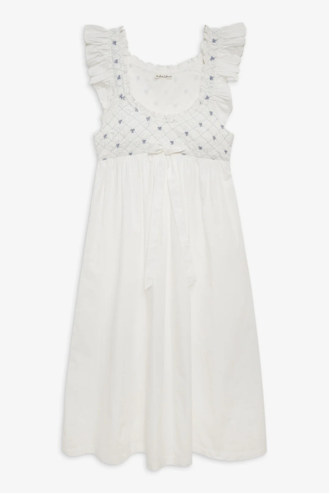 Birdie Bow Smocked Midi Slip Dress