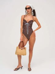 Chocolate Dot One Piece Swimsuit