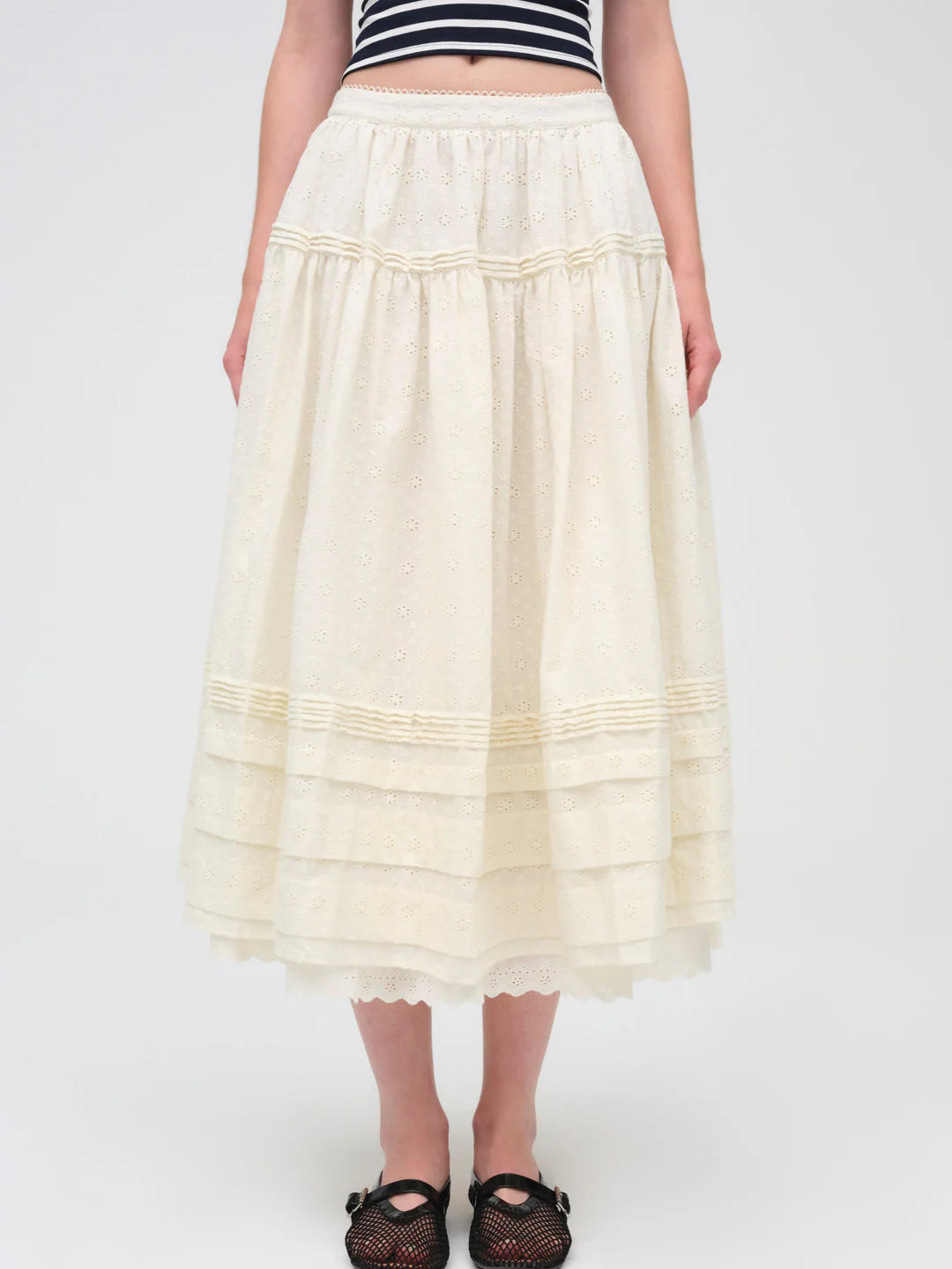 Eyelet Midi Skirt